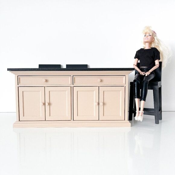 Barbie Integrity Doll Tan Kitchen Island 1:6 Scale 3 Matched Chairs 3D Printed - Picture 4 of 14